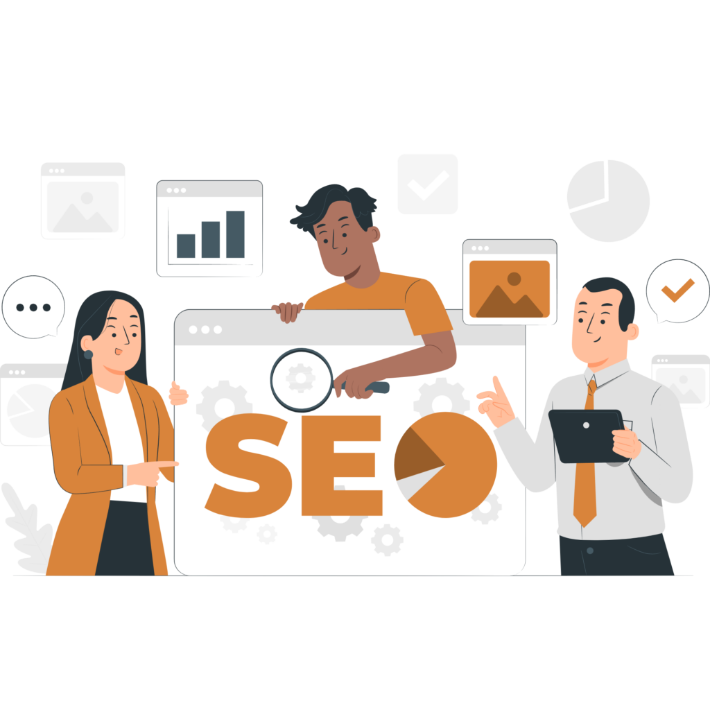 Services illustration référencement seo et analyse de trafic web