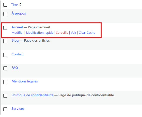 modification page accueil modification page accueil